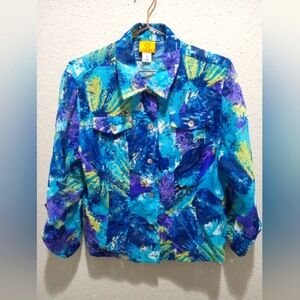Women's Ruby Rd. Button Down Colorful Shirt Jacket size 16